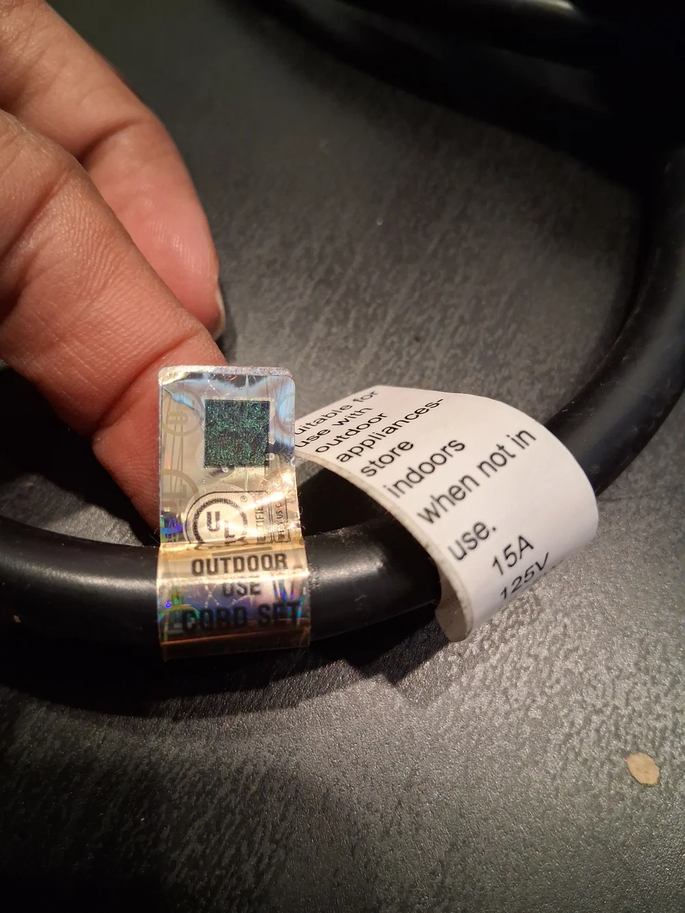 Black Power Extension Cable 125V 1875W 15A Heavy Duty